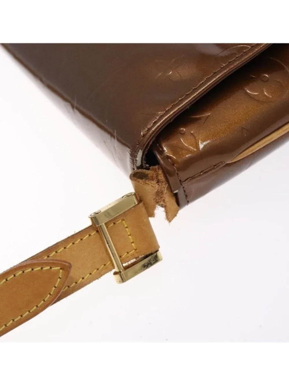 Authentic LOUIS VUITTON Monogram Vernis Thompson Street Bag Bronze M91124 LV